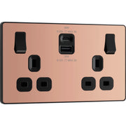BG Electrical Evolve Polished Copper - Double switched single pole, with USB A + C (45W)