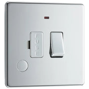 BG Electrical Flatplate Screwless Polished Chrome - Switched and fused with indicator and flex outlet