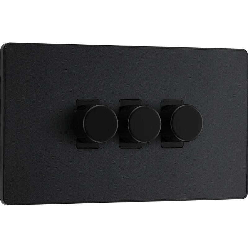 BG Electrical Evolve Matt Black - Triple, 2 way push 200W