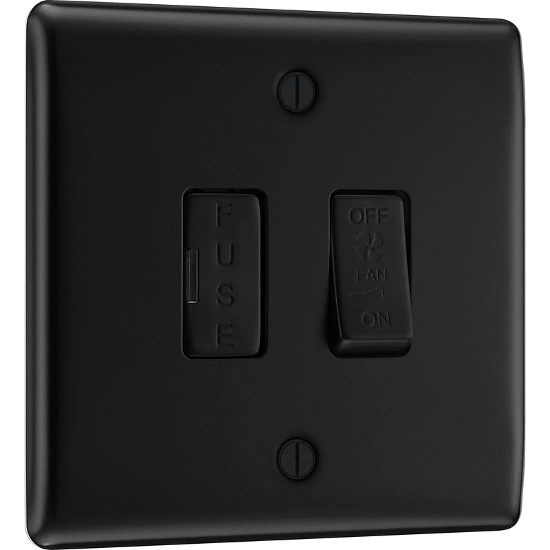 BG Electrical Nexus Metal Matt Black - 3 pole fan isolator, fused