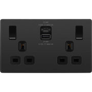 BG Electrical Evolve Black Chrome - Double switched single pole, with USB A + C (22W)