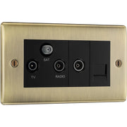 BG Electrical Nexus Metal Antique Brass - Triplex with BT outlet and co-axial return - screened