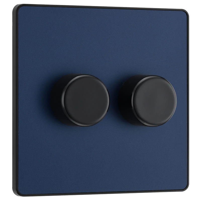 BG Electrical Evolve Matt Blue - Double, 2 way push 200W