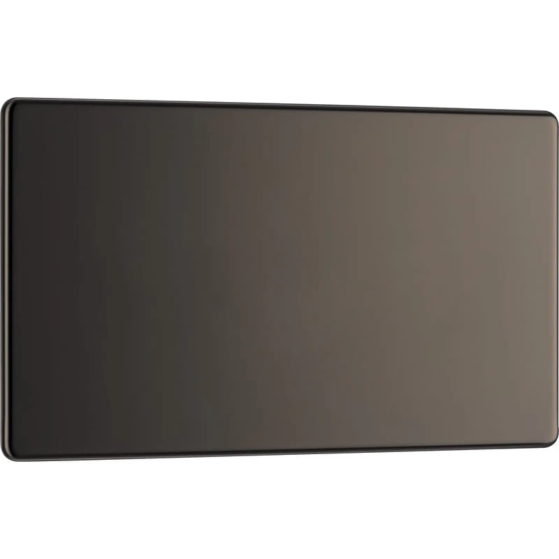 BG Electrical Flatplate Screwless Black Nickel - Double, blank plate