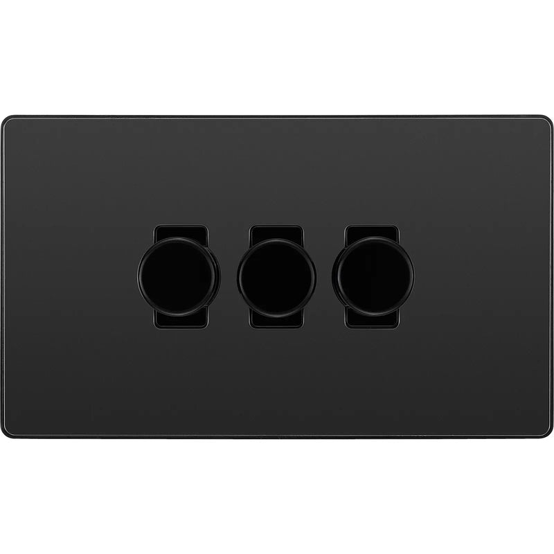 BG Electrical Evolve Black Chrome - Triple, 2 way push 200W