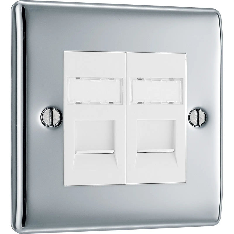 BG Electrical Nexus Metal Polished Chrome - Double, RJ45 data socket