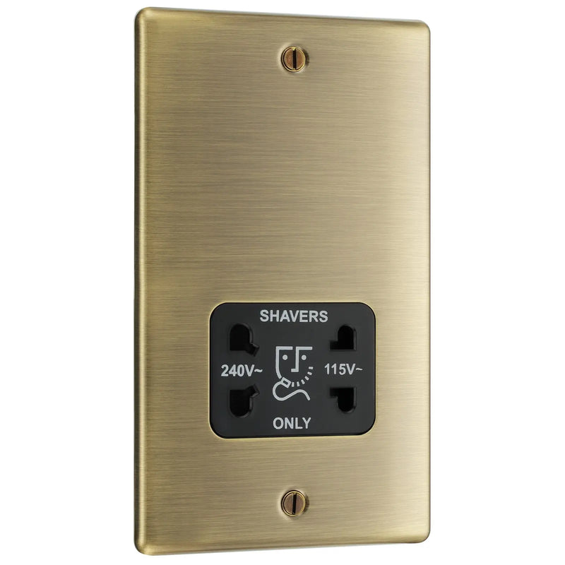 BG Electrical Nexus Metal Antique Brass - 115/240V dual voltage shaver socket