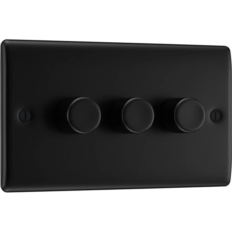 BG Electrical Nexus Metal Matt Black - Triple, 2 way push 200W