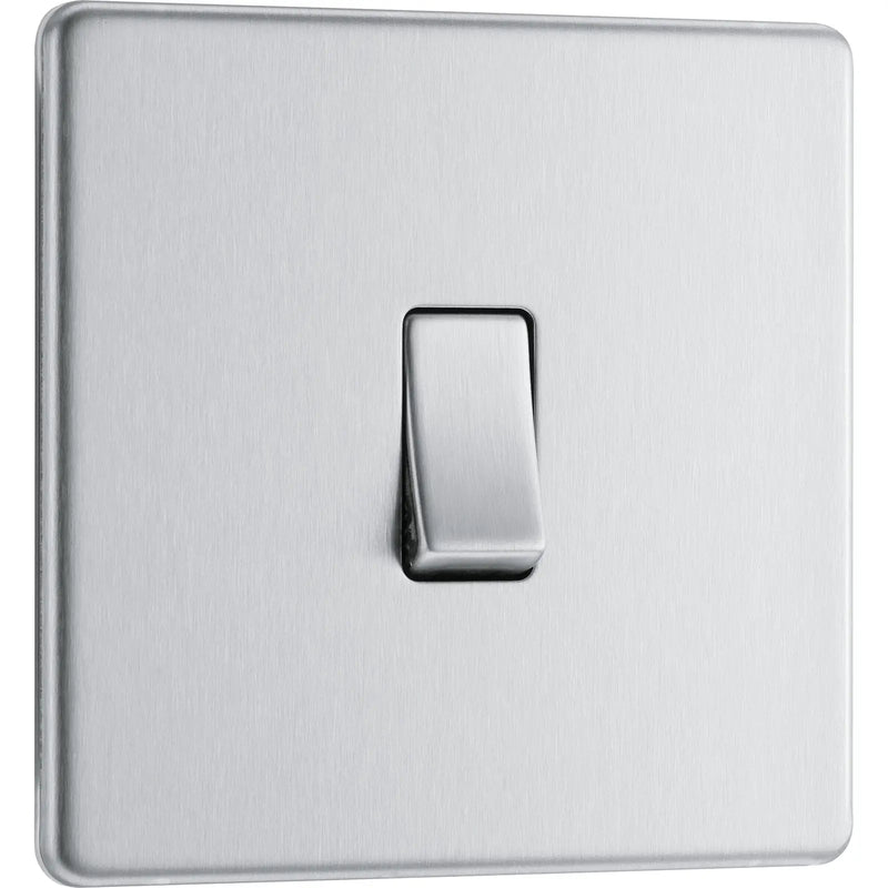 BG Electrical Flatplate Screwless Brushed Steel - Intermediate switch