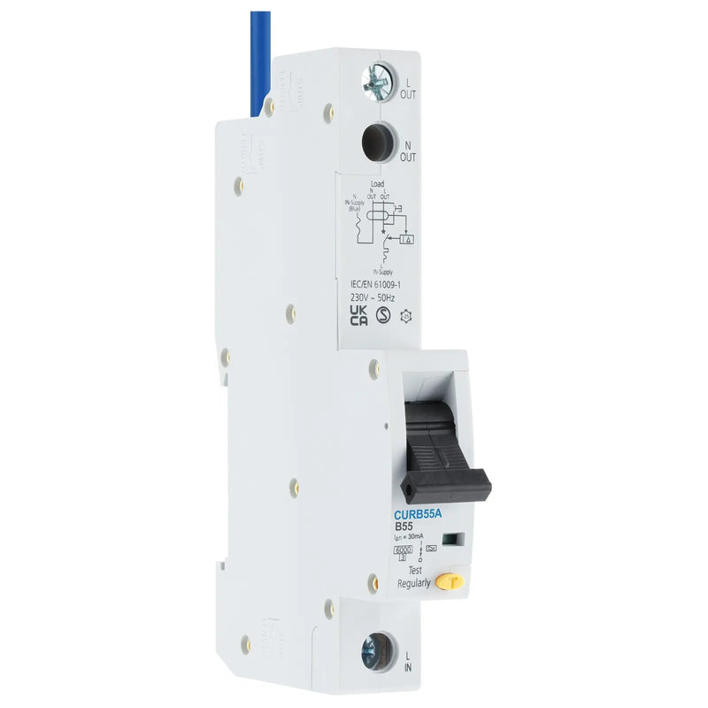 BG Circuit Protection RCBO - Unidirectional 55A B Curve RCBO Type A 1P 1 Module