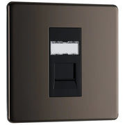 BG Electrical Flatplate Screwless Black Nickel - Single, RJ45 data socket