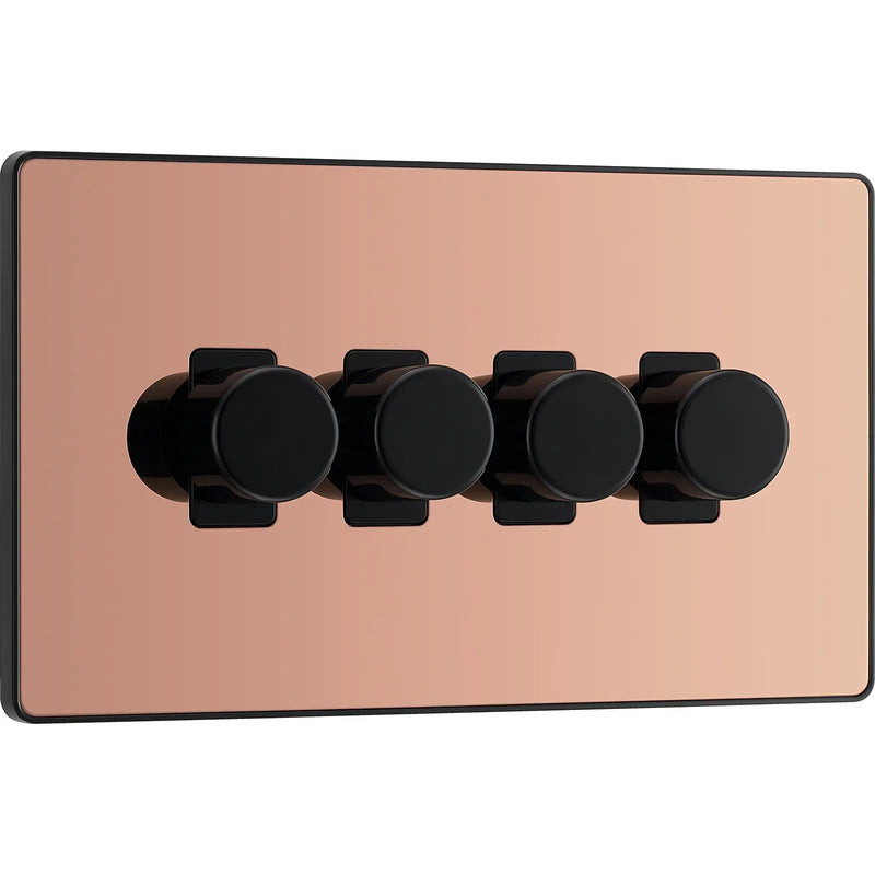 BG Electrical Evolve Polished Copper - Quadruple, 2 way push 200W