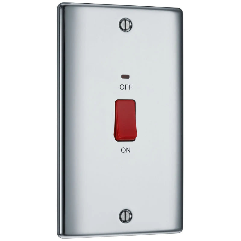 BG Electrical Nexus Metal Polished Chrome - 45A, double pole, large plate, with indicator