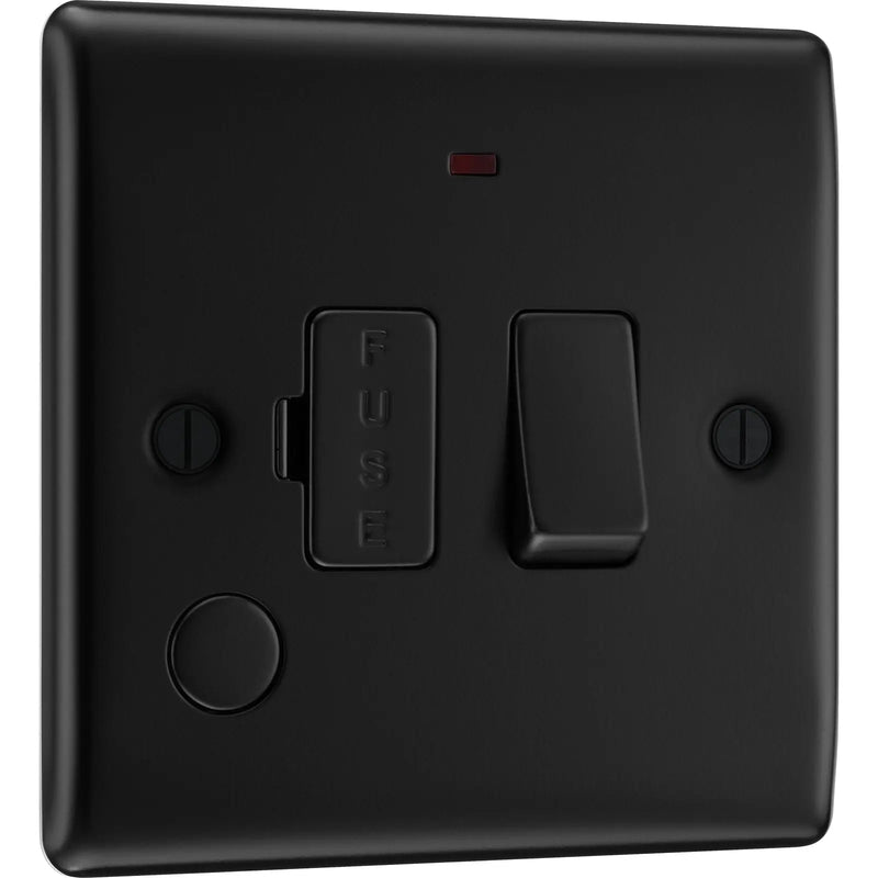 BG Electrical Nexus Metal Matt Black - Switched and fused with indicator and flex outlet