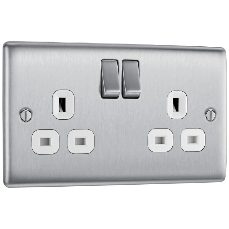 BG Electrical Nexus Metal Brushed Steel - Double, switched, double pole