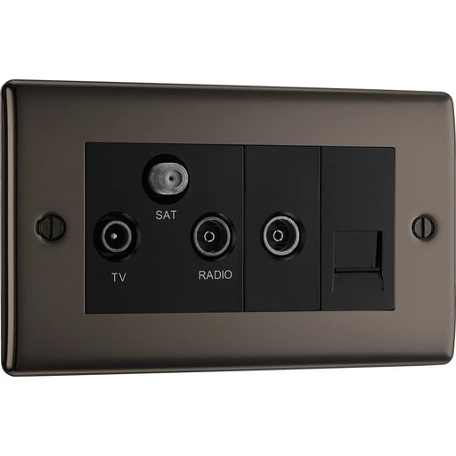 BG Electrical Nexus Metal Black Nickel - Triplex with BT outlet and co-axial return - screened
