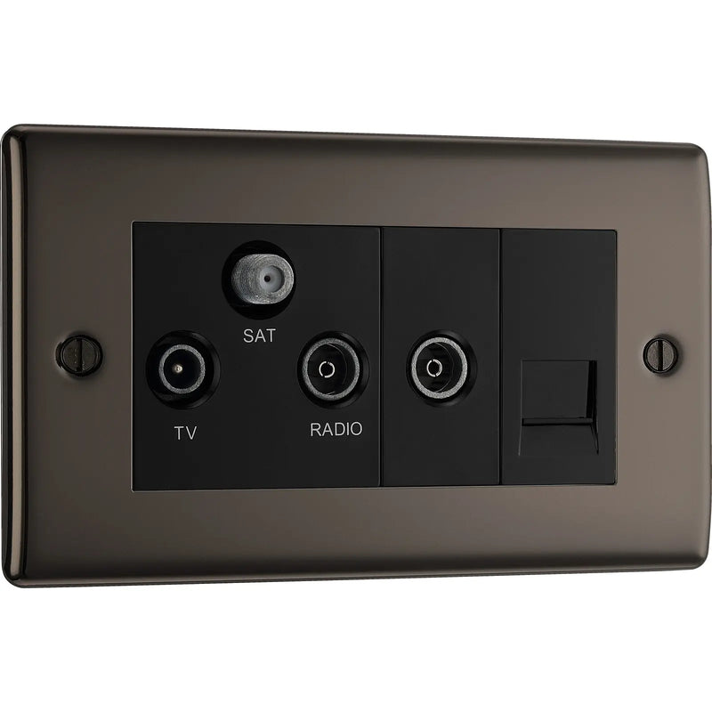 BG Electrical Nexus Metal Black Nickel - Triplex with BT outlet and co-axial return - screened