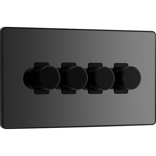 BG Electrical Evolve Black Chrome - Quadruple, 2 way push 200W