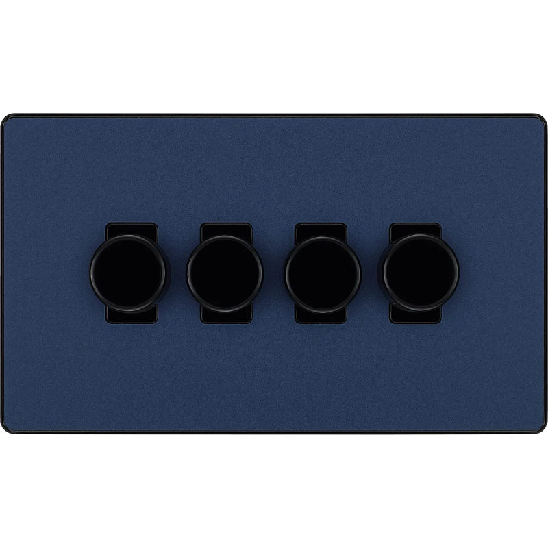 BG Electrical Evolve Matt Blue - Quadruple, 2 way push 200W