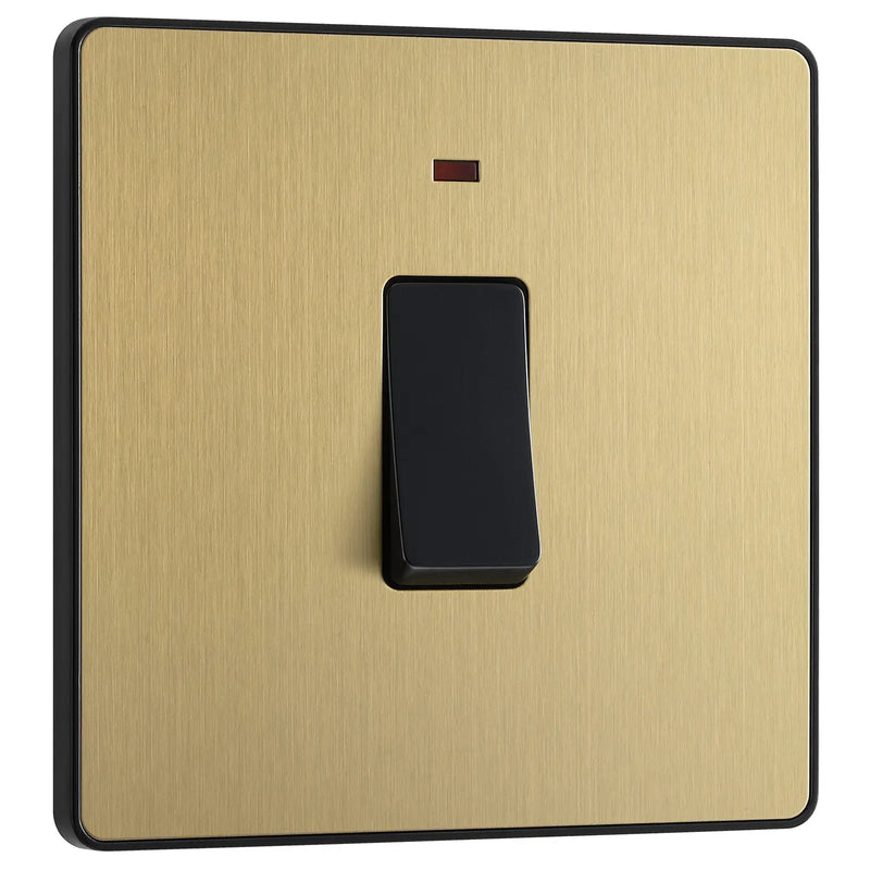 BG Electrical Evolve Satin Brass - 20A, double pole, with indicator