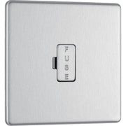 BG Electrical Flatplate Screwless Brushed Steel - Unswitched and fused