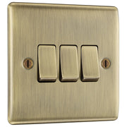 BG Electrical Nexus Metal Antique Brass - Triple, 2 way switch