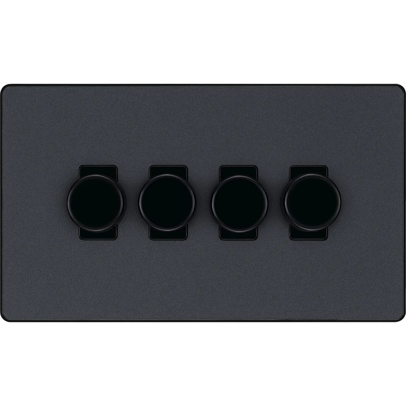 BG Electrical Evolve Matt Grey - Quadruple, 2 way push 200W