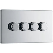 BG Electrical Flatplate Screwless Polished Chrome - Quadruple, 2 way push 200W