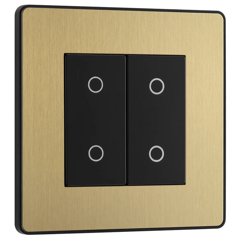 BG Electrical Evolve Satin Brass - Double, 2 way touch, 200W, secondary