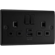 BG Electrical Nexus Metal Matt Black - Double switched single pole, with USB A + C (12W)