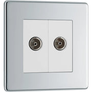 BG Electrical Flatplate Screwless Polished Chrome - Double, TV/FM