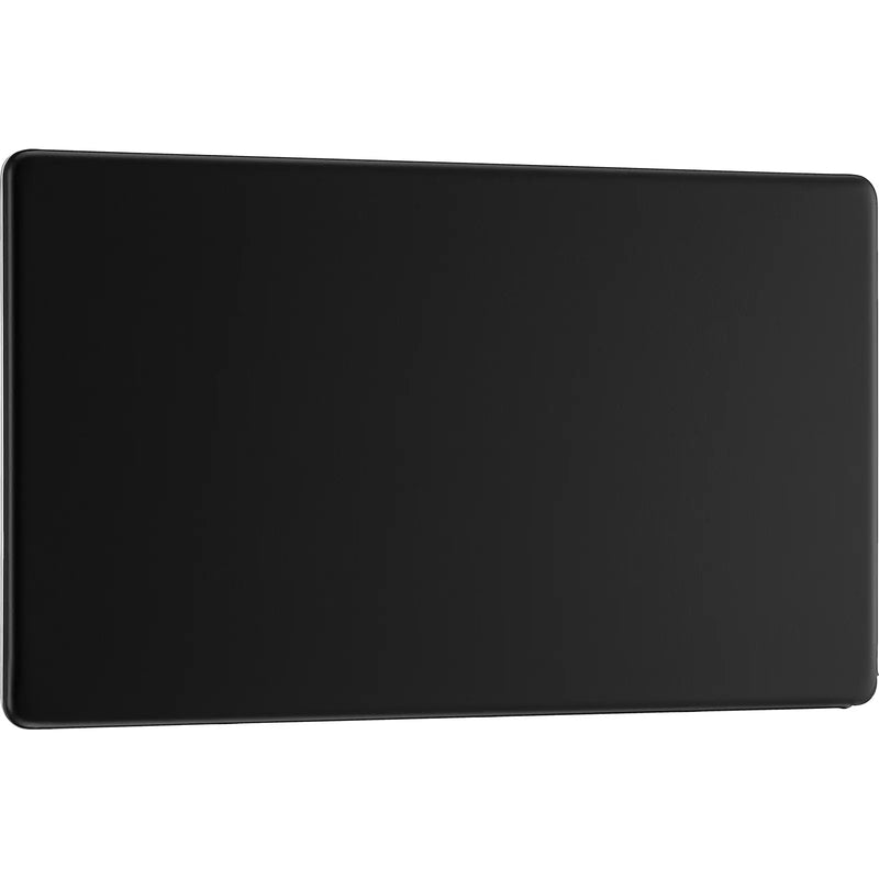 BG Electrical Flatplate Screwless Matt Black - Double, blank plate