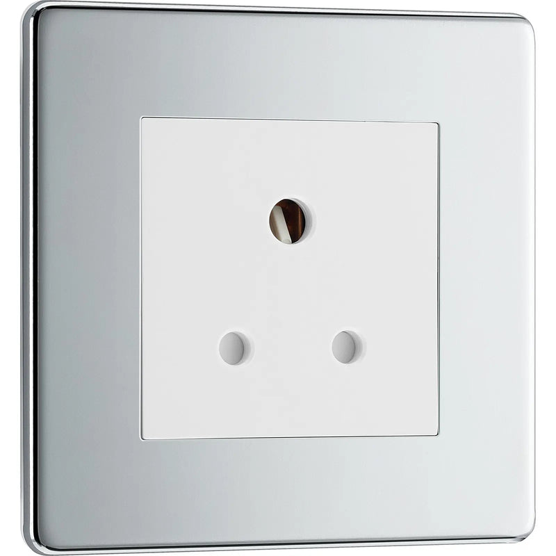 BG Electrical Flatplate Screwless Polished Chrome - 5A, single, unswitched, round pin