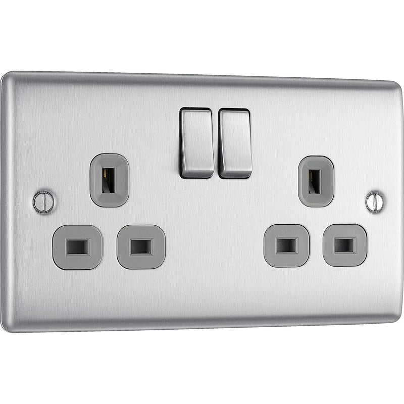 BG Electrical Nexus Metal Brushed Steel - Double, switched, double pole