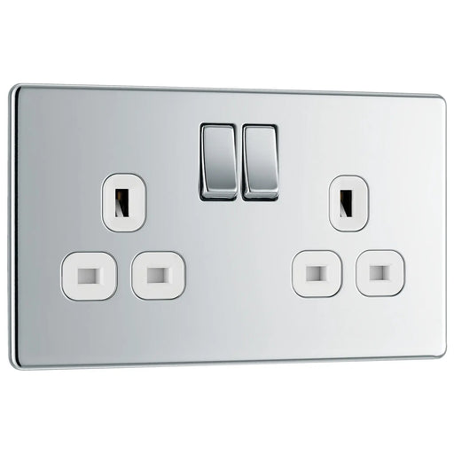 BG Electrical Flatplate Screwless Polished Chrome - Double switched, double pole
