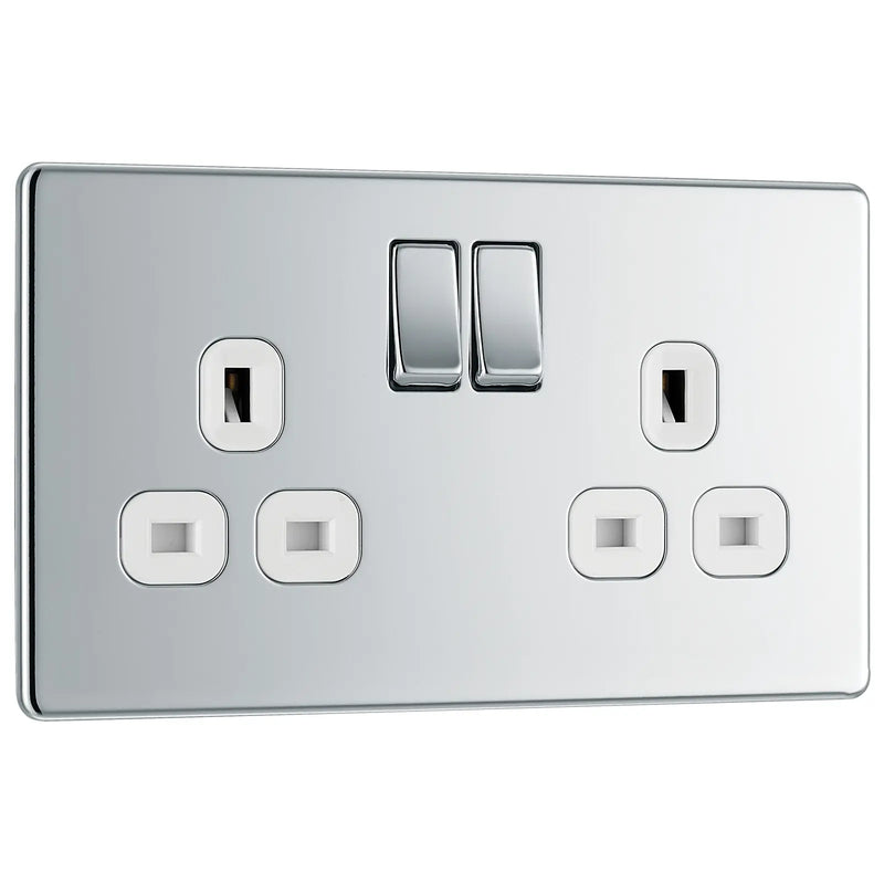 BG Electrical Flatplate Screwless Polished Chrome - Double switched, double pole