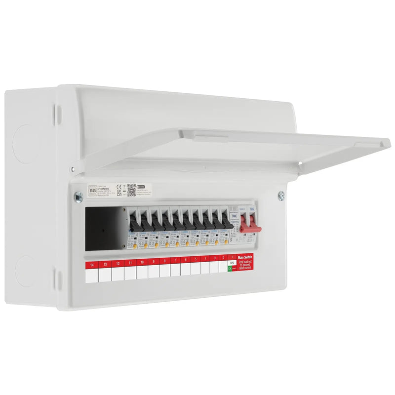 BG Circuit Protection RCBO Main Switch SPD - 16 module, 13 way, 100A Main Switch, 10 RCBO's, Type 2 SPD