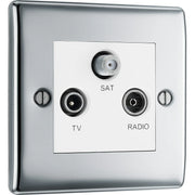 BG Electrical Nexus Metal Polished Chrome - Triple TV/FM/SAT triplex - screened