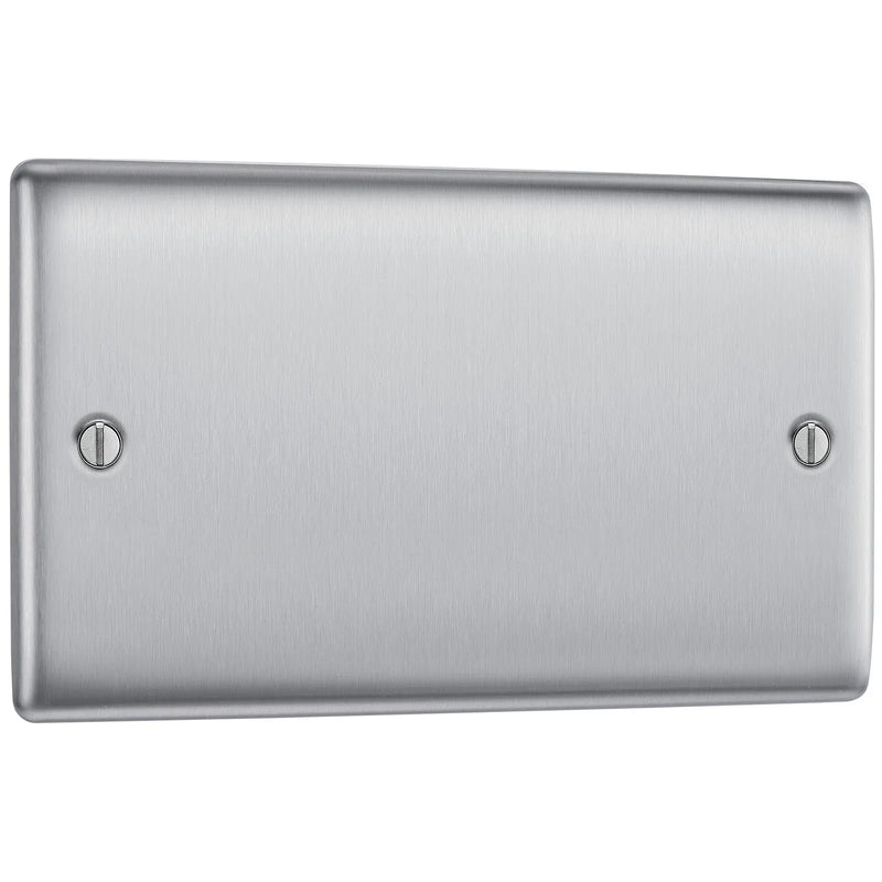 BG Electrical Nexus Metal Brushed Steel - Double, blank plate