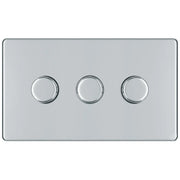 BG Electrical Flatplate Screwless Polished Chrome - Triple, 2 way push 200W