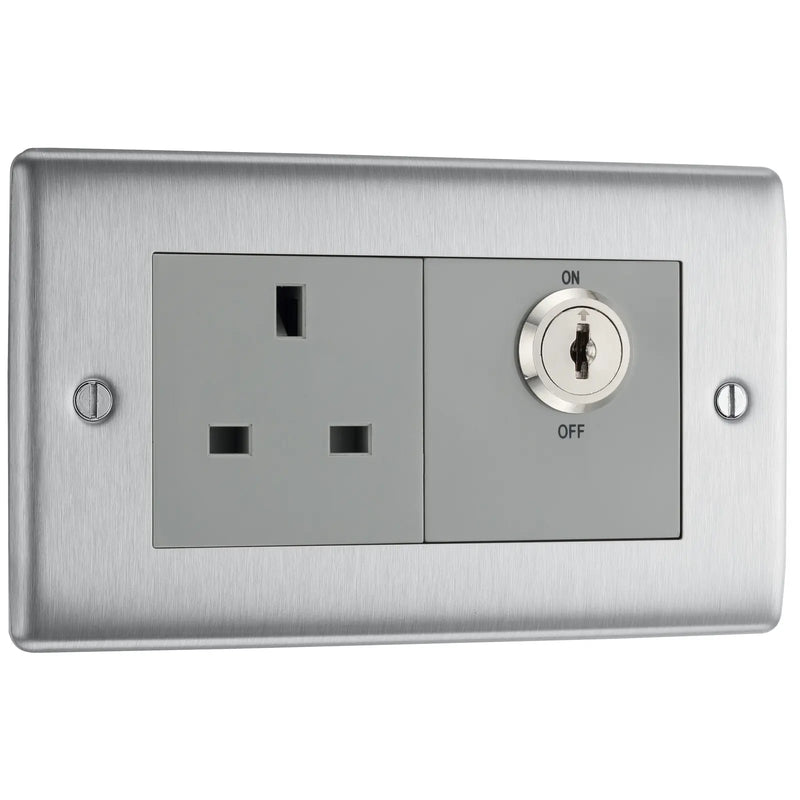 BG Electrical Nexus Metal Brushed Steel - Single, key controlled, double pole