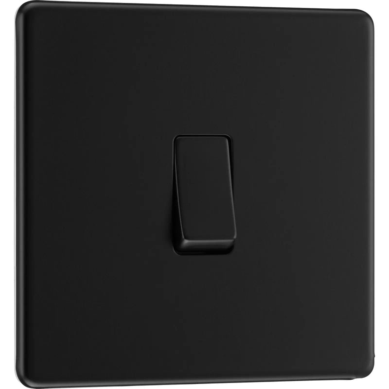 BG Electrical Flatplate Screwless Matt Black - Single 2 way switch