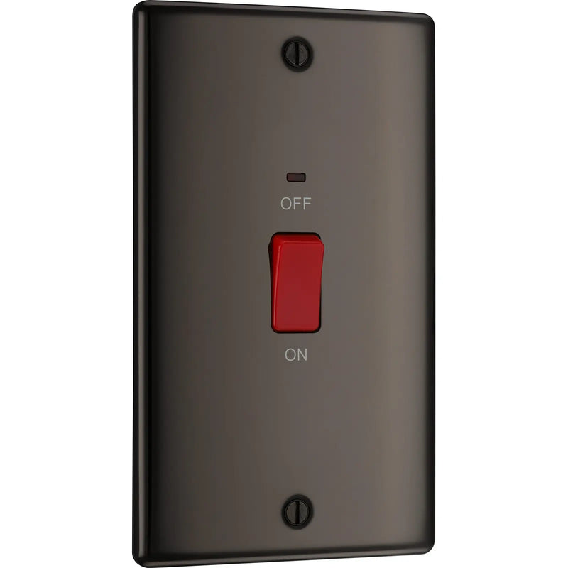 BG Electrical Nexus Metal Black Nickel - 45A, double pole, large plate, with indicator