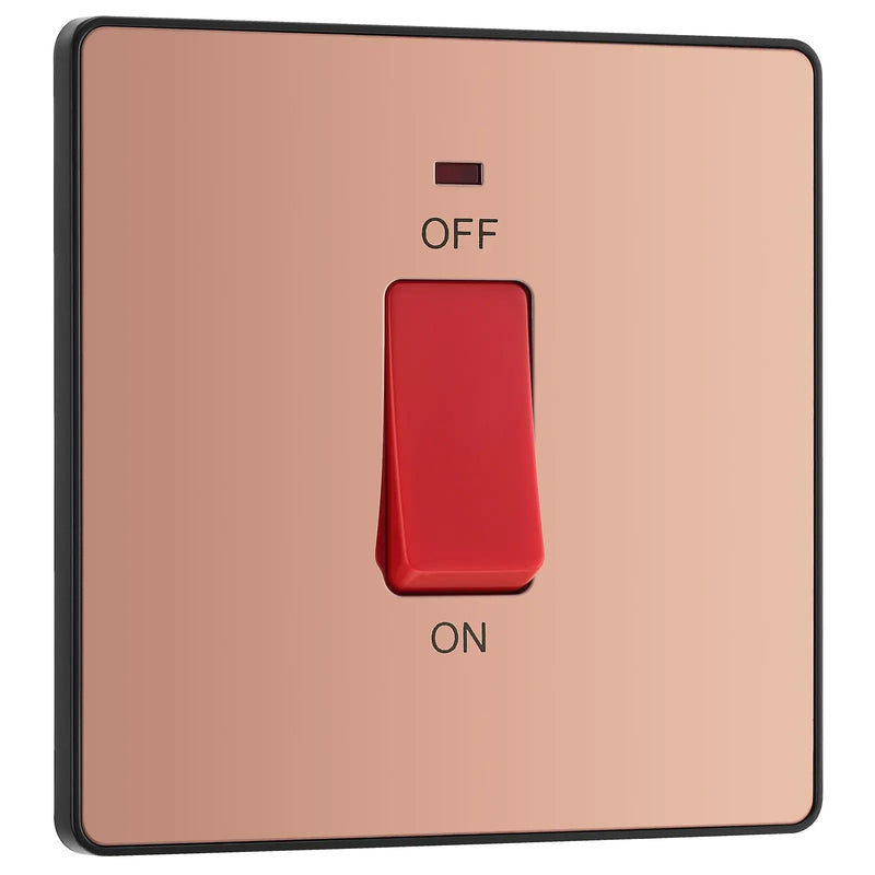 BG Electrical Evolve Polished Copper - 45A, double pole, single plate, with indicator