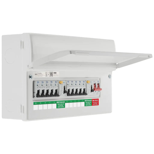 BG Circuit Protection Dual RCD - 16 module, 10 way, 100A Main Switch, 2 x 80A Type A RCD, 10 MCB's