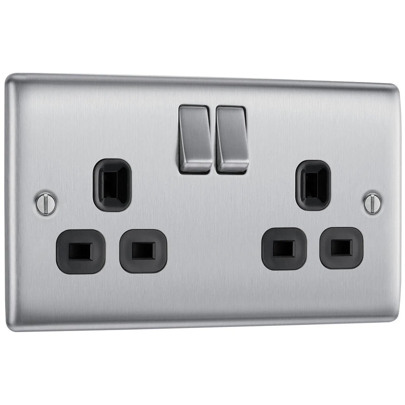 BG Electrical Nexus Metal Brushed Steel - Double, switched, double pole