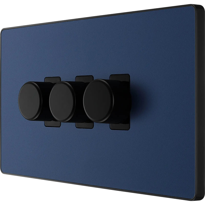 BG Electrical Evolve Matt Blue - Triple, 2 way push 200W