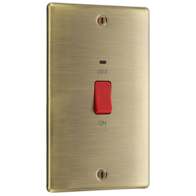 BG Electrical Nexus Metal Antique Brass - 45A, double pole, large plate, with indicator