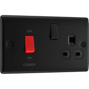 BG Electrical Nexus Metal Matt Black - 45A double pole, with switched socket and indicators