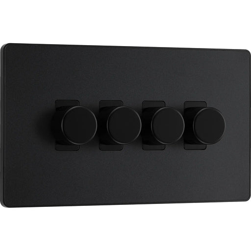 BG Electrical Evolve Matt Black - Quadruple, 2 way push 200W